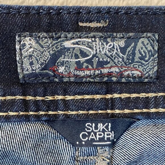 Silver Jeans Woman's Suki Capri Jeans W33 Dark Wash Cotton-Blend Casual - Picture 8 of 14